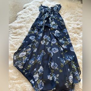 Blue floral high low dress